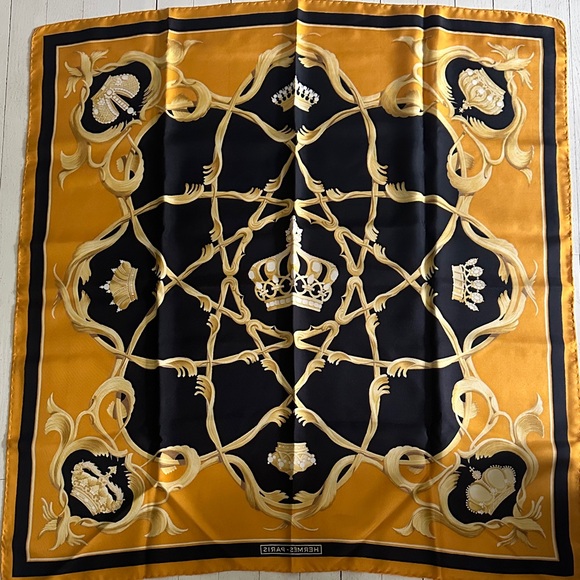 Hermes Gold and Black Scarf - Picture 3 of 3
